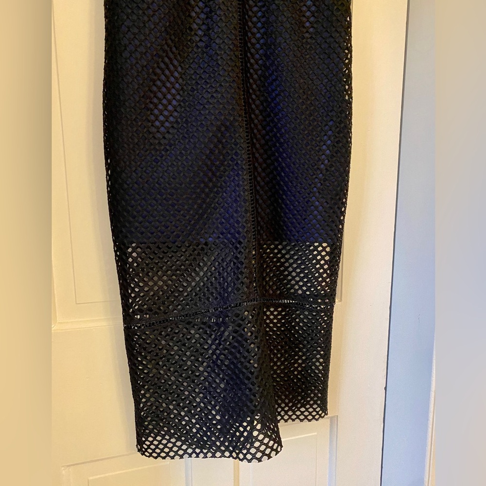 Topshop Black and Blue Eyelet Midi Party Cocktail Dress in Size 6 - Picture 5 of 7